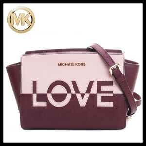 MICHAEL KORS Selma Love Medium Saffiano Leather Crossbody /Messenger Bag